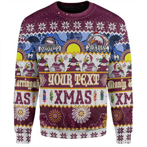 Manly Warringah Sea Eagles Christmas Aboriginal Custom Sweatshirt - Indigenous Knitted Ugly Xmas Style Sweatshirt Manly Warringah Sea Eagles Christmas Aboriginal Custom Sweatshirt - Indigenous Knitted Ugly Xmas Style Sweatshirt
