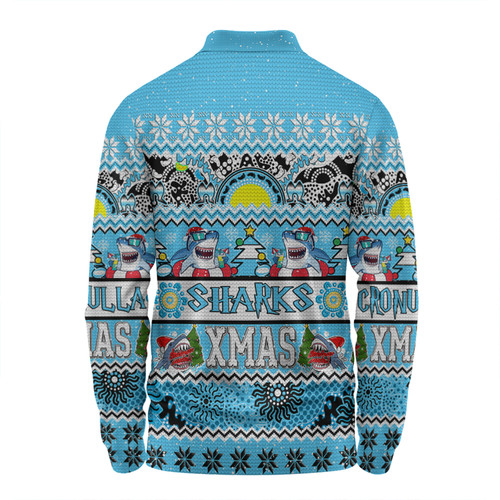 Cronulla-Sutherland Sharks Christmas Aboriginal Custom Long Sleeve Polo Shirt - Indigenous Knitted Ugly Xmas Style Long Sleeve Polo Shirt Cronulla-Sutherland Sharks Christmas Aboriginal Custom Long Sleeve Polo Shirt - Indigenous Knitted Ugly Xmas Style Long Sleeve Polo Shirt