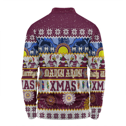 Manly Warringah Sea Eagles Christmas Aboriginal Custom Long Sleeve Polo Shirt - Indigenous Knitted Ugly Xmas Style Long Sleeve Polo Shirt Manly Warringah Sea Eagles Christmas Aboriginal Custom Long Sleeve Polo Shirt - Indigenous Knitted Ugly Xmas Style Long Sleeve Polo Shirt