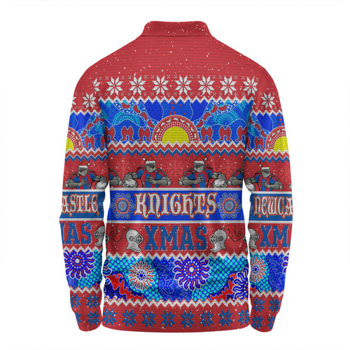Newcastle Knights Christmas Aboriginal Custom Long Sleeve Polo Shirt - Indigenous Knitted Ugly Xmas Style Long Sleeve Polo Shirt Newcastle Knights Christmas Aboriginal Custom Long Sleeve Polo Shirt - Indigenous Knitted Ugly Xmas Style Long Sleeve Polo Shirt