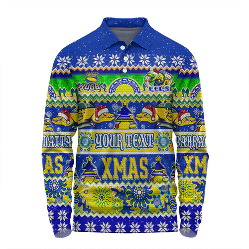 Parramatta Eels Christmas Aboriginal Custom Long Sleeve Polo Shirt - Indigenous Knitted Ugly Xmas Style Long Sleeve Polo Shirt Parramatta Eels Christmas Aboriginal Custom Long Sleeve Polo Shirt - Indigenous Knitted Ugly Xmas Style Long Sleeve Polo Shirt
