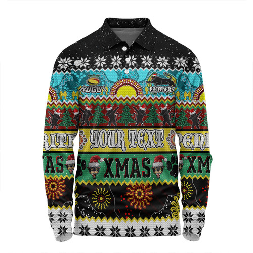 Penrith Panthers Christmas Aboriginal Custom Long Sleeve Polo Shirt - Indigenous Knitted Ugly Xmas Style Long Sleeve Polo Shirt Penrith Panthers Christmas Aboriginal Custom Long Sleeve Polo Shirt - Indigenous Knitted Ugly Xmas Style Long Sleeve Polo Shirt