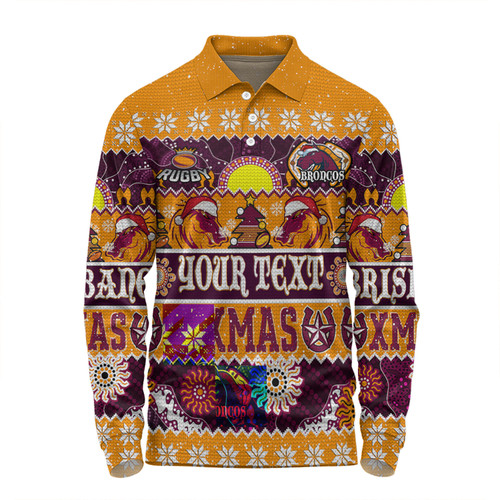 Brisbane Broncos Christmas Aboriginal Custom Long Sleeve Polo Shirt - Indigenous Knitted Ugly Xmas Style Long Sleeve Polo Shirt Brisbane Broncos Christmas Aboriginal Custom Long Sleeve Polo Shirt - Indigenous Knitted Ugly Xmas Style Long Sleeve Polo Shirt