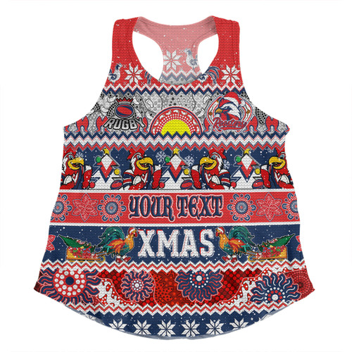 Sydney Roosters Christmas Aboriginal Custom Women Racerback Singlet - Indigenous Knitted Ugly Xmas Style Women Racerback Singlet Sydney Roosters Christmas Aboriginal Custom Women Racerback Singlet - Indigenous Knitted Ugly Xmas Style Women Racerback Singlet