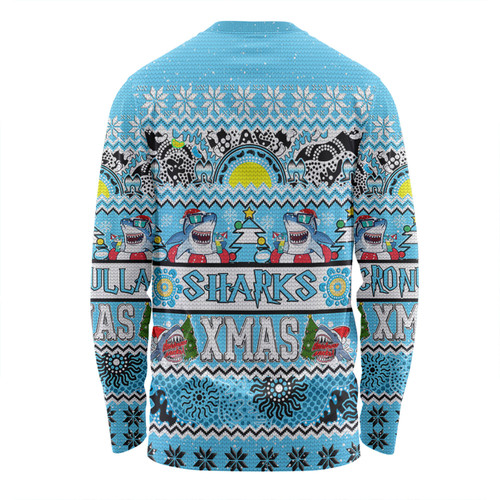 Cronulla-Sutherland Sharks Christmas Aboriginal Custom Long Sleeve T-shirt - Indigenous Knitted Ugly Xmas Style Long Sleeve T-shirt Cronulla-Sutherland Sharks Christmas Aboriginal Custom Long Sleeve T-shirt - Indigenous Knitted Ugly Xmas Style Long Sleeve T-shirt