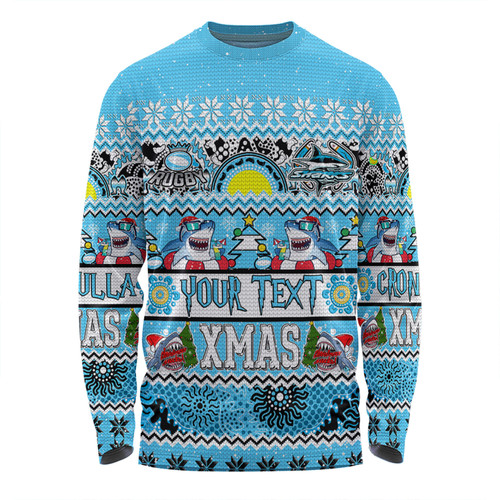 Cronulla-Sutherland Sharks Christmas Aboriginal Custom Long Sleeve T-shirt - Indigenous Knitted Ugly Xmas Style Long Sleeve T-shirt Cronulla-Sutherland Sharks Christmas Aboriginal Custom Long Sleeve T-shirt - Indigenous Knitted Ugly Xmas Style Long Sleeve T-shirt