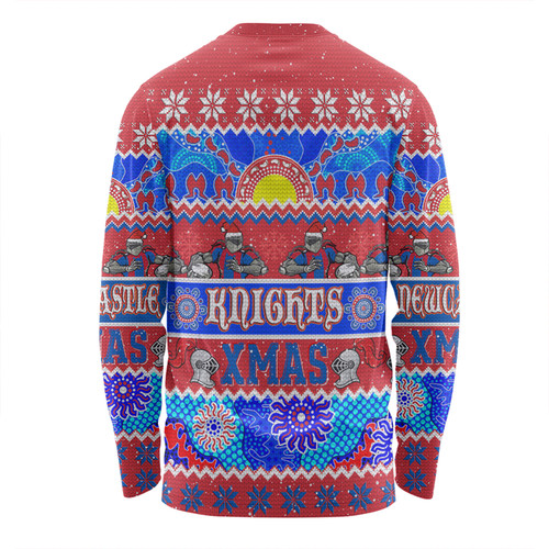 Newcastle Knights Christmas Aboriginal Custom Long Sleeve T-shirt - Indigenous Knitted Ugly Xmas Style Long Sleeve T-shirt Newcastle Knights Christmas Aboriginal Custom Long Sleeve T-shirt - Indigenous Knitted Ugly Xmas Style Long Sleeve T-shirt