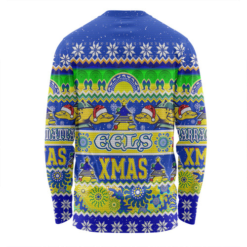 Parramatta Eels Christmas Aboriginal Custom Long Sleeve T-shirt - Indigenous Knitted Ugly Xmas Style Long Sleeve T-shirt Parramatta Eels Christmas Aboriginal Custom Long Sleeve T-shirt - Indigenous Knitted Ugly Xmas Style Long Sleeve T-shirt