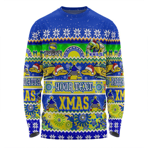 Parramatta Eels Christmas Aboriginal Custom Long Sleeve T-shirt - Indigenous Knitted Ugly Xmas Style Long Sleeve T-shirt Parramatta Eels Christmas Aboriginal Custom Long Sleeve T-shirt - Indigenous Knitted Ugly Xmas Style Long Sleeve T-shirt