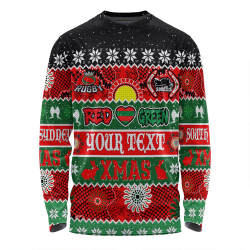 South Sydney Rabbitohs Aboriginal Custom Long Sleeve T-shirt - Indigenous Knitted Ugly Xmas Style Long Sleeve T-shirt South Sydney Rabbitohs Aboriginal Custom Long Sleeve T-shirt - Indigenous Knitted Ugly Xmas Style Long Sleeve T-shirt