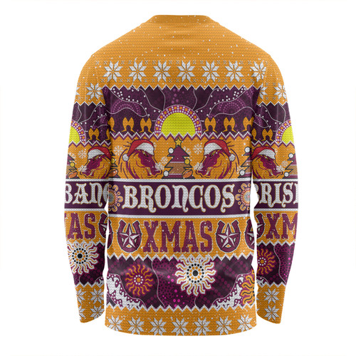 Brisbane Broncos Christmas Aboriginal Custom Long Sleeve T-shirt - Indigenous Knitted Ugly Xmas Style Long Sleeve T-shirt Brisbane Broncos Christmas Aboriginal Custom Long Sleeve T-shirt - Indigenous Knitted Ugly Xmas Style Long Sleeve T-shirt