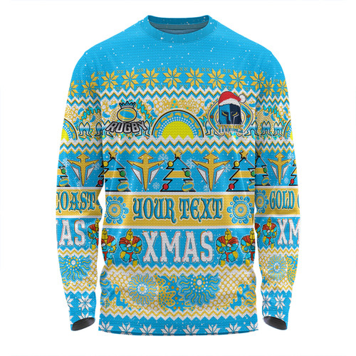 Gold Coast Titans Christmas Aboriginal Custom Long Sleeve T-shirt - Indigenous Knitted Ugly Xmas Style Long Sleeve T-shirt Gold Coast Titans Christmas Aboriginal Custom Long Sleeve T-shirt - Indigenous Knitted Ugly Xmas Style Long Sleeve T-shirt