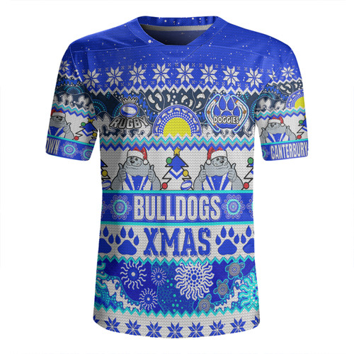 Canterbury-Bankstown Bulldogs Christmas Aboriginal Custom Rugby Jersey - Indigenous Knitted Ugly Xmas Style Rugby Jersey