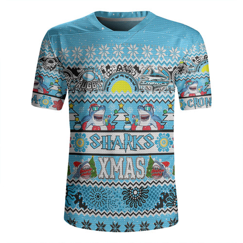 Cronulla-Sutherland Sharks Christmas Aboriginal Custom Rugby Jersey - Indigenous Knitted Ugly Xmas Style Rugby Jersey