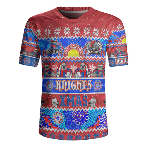 Newcastle Knights Christmas Aboriginal Custom Rugby Jersey - Indigenous Knitted Ugly Xmas Style Rugby Jersey