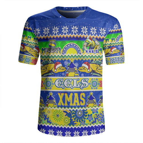 Parramatta Eels Christmas Aboriginal Custom Rugby Jersey - Indigenous Knitted Ugly Xmas Style Rugby Jersey