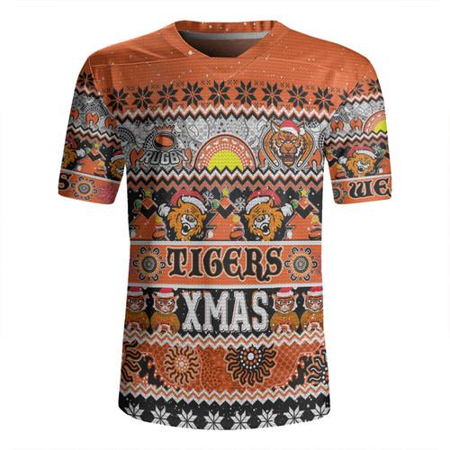 Wests Tigers Christmas Aboriginal Custom Rugby Jersey - Indigenous Knitted Ugly Xmas Style Rugby Jersey