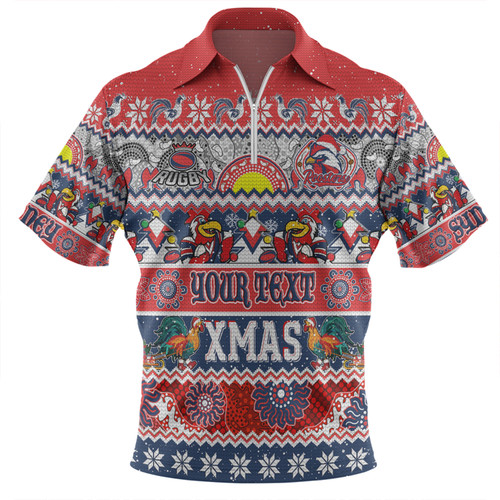 Sydney Roosters Christmas Aboriginal Custom Zip Polo Shirt - Indigenous Knitted Ugly Xmas Style Zip Polo Shirt Sydney Roosters Christmas Aboriginal Custom Zip Polo Shirt - Indigenous Knitted Ugly Xmas Style Zip Polo Shirt