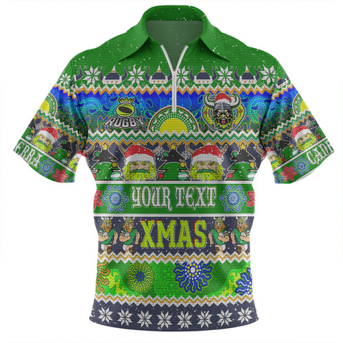 Canberra Raiders Christmas Aboriginal Custom Zip Polo Shirt - Indigenous Knitted Ugly Xmas Style Zip Polo Shirt Canberra Raiders Christmas Aboriginal Custom Zip Polo Shirt - Indigenous Knitted Ugly Xmas Style Zip Polo Shirt
