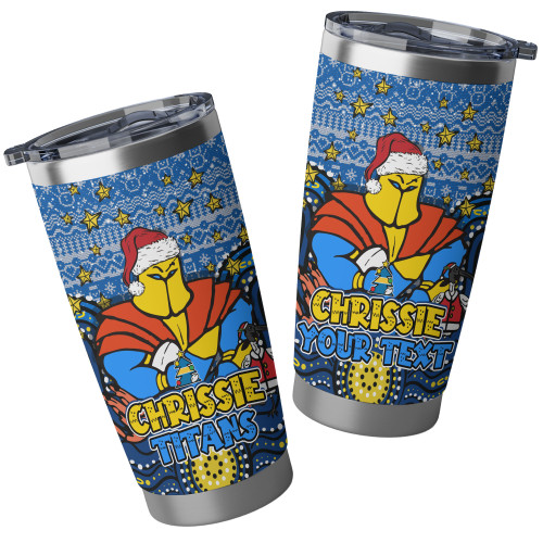 Gold Coast Titans Tumbler - Christmas Knit Patterns Vintage Jersey Ugly