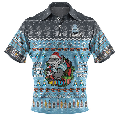 Cronulla-Sutherland Sharks Christmas Custom Polo Shirt - Chrissie Spirit Polo Shirt