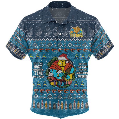 Gold Coast Titans Christmas Custom Hawaiian Shirt - Chrissie Spirit Hawaiian Shirt