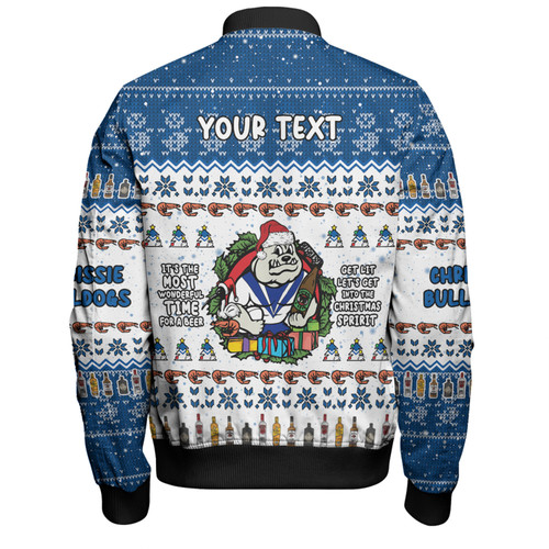 Canterbury-Bankstown Bulldogs Christmas Custom Bomber Jacket - Chrissie Spirit Bomber Jacket Canterbury-Bankstown Bulldogs Christmas Custom Bomber Jacket - Chrissie Spirit Bomber Jacket