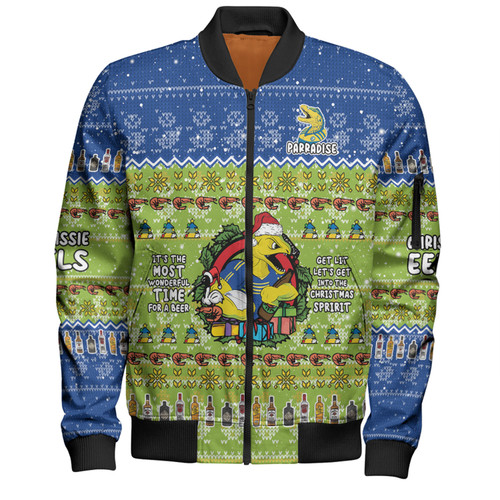 Parramatta Eels Christmas Custom Bomber Jacket - Chrissie Spirit Bomber Jacket