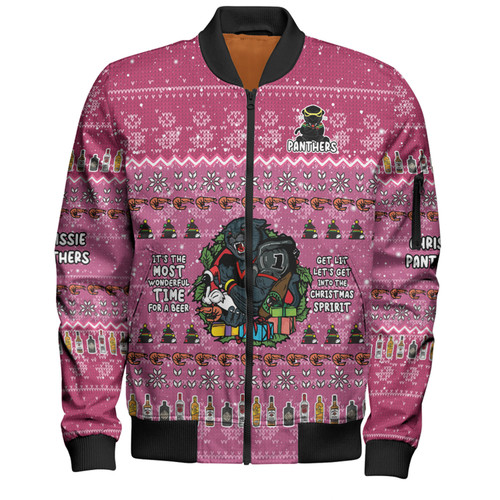 Penrith Panthers Christmas Custom Bomber Jacket - Chrissie Spirit Bomber Jacket