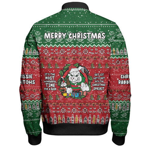 South Sydney Rabbitohs Custom Bomber Jacket - Chrissie Spirit Bomber Jacket South Sydney Rabbitohs Custom Bomber Jacket - Chrissie Spirit Bomber Jacket