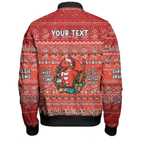 St. George Illawarra Dragons Christmas Custom Bomber Jacket - Chrissie Spirit Bomber Jacket St. George Illawarra Dragons Christmas Custom Bomber Jacket - Chrissie Spirit Bomber Jacket
