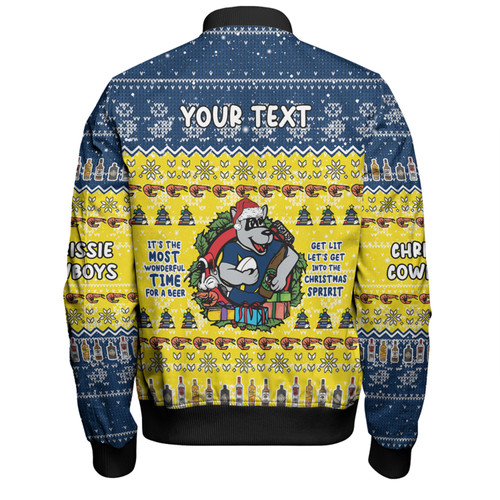 North Queensland Cowboys Christmas Custom Bomber Jacket - Chrissie Spirit Bomber Jacket North Queensland Cowboys Christmas Custom Bomber Jacket - Chrissie Spirit Bomber Jacket