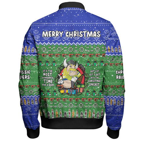 Canberra Raiders Christmas Custom Bomber Jacket - Chrissie Spirit Bomber Jacket Canberra Raiders Christmas Custom Bomber Jacket - Chrissie Spirit Bomber Jacket