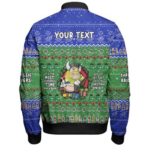 Canberra Raiders Christmas Custom Bomber Jacket - Chrissie Spirit Bomber Jacket Canberra Raiders Christmas Custom Bomber Jacket - Chrissie Spirit Bomber Jacket