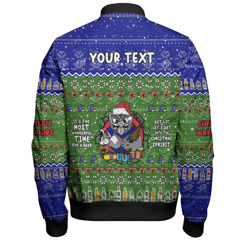New Zealand Warriors Christmas Custom Bomber Jacket - Chrissie Spirit Bomber Jacket New Zealand Warriors Christmas Custom Bomber Jacket - Chrissie Spirit Bomber Jacket