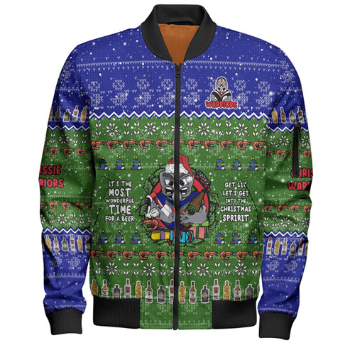 New Zealand Warriors Christmas Custom Bomber Jacket - Chrissie Spirit Bomber Jacket New Zealand Warriors Christmas Custom Bomber Jacket - Chrissie Spirit Bomber Jacket