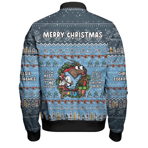 New South Wales Cockroaches Christmas Custom Bomber Jacket - Chrissie Spirit Bomber Jacket New South Wales Cockroaches Christmas Custom Bomber Jacket - Chrissie Spirit Bomber Jacket