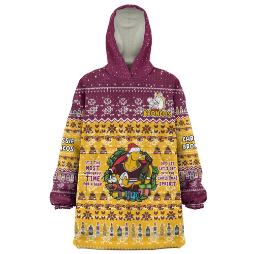 Brisbane Broncos Christmas Custom Snug Hoodie - Chrissie Spirit Snug Hoodie