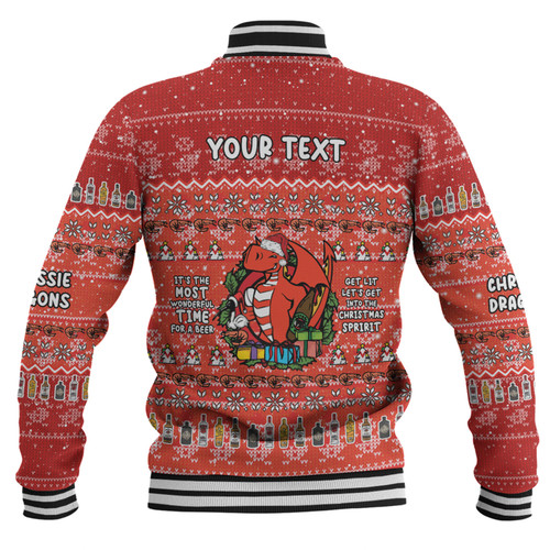 St. George Illawarra Dragons Christmas Custom Baseball Jacket - Chrissie Spirit Baseball Jacket St. George Illawarra Dragons Christmas Custom Baseball Jacket - Chrissie Spirit Baseball Jacket