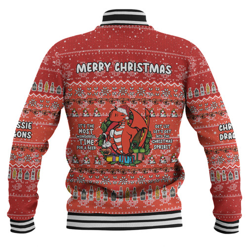 St. George Illawarra Dragons Christmas Custom Baseball Jacket - Chrissie Spirit Baseball Jacket St. George Illawarra Dragons Christmas Custom Baseball Jacket - Chrissie Spirit Baseball Jacket