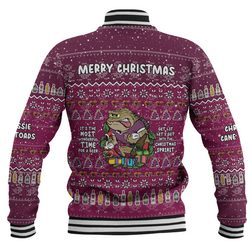 Queensland Cane Toads Christmas Custom Baseball Jacket - Chrissie Spirit Baseball Jacket Queensland Cane Toads Christmas Custom Baseball Jacket - Chrissie Spirit Baseball Jacket