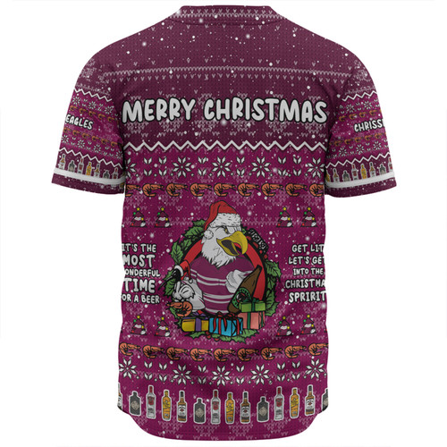 Manly Warringah Sea Eagles Christmas Custom Baseball Shirt - Chrissie Spirit Baseball Shirt Manly Warringah Sea Eagles Christmas Custom Baseball Shirt - Chrissie Spirit Baseball Shirt