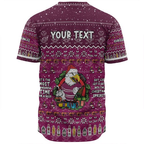 Manly Warringah Sea Eagles Christmas Custom Baseball Shirt - Chrissie Spirit Baseball Shirt Manly Warringah Sea Eagles Christmas Custom Baseball Shirt - Chrissie Spirit Baseball Shirt