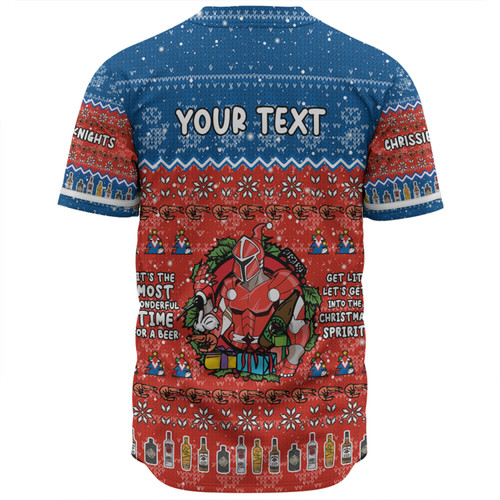 Newcastle Knights Christmas Custom Baseball Shirt - Chrissie Spirit Baseball Shirt Newcastle Knights Christmas Custom Baseball Shirt - Chrissie Spirit Baseball Shirt