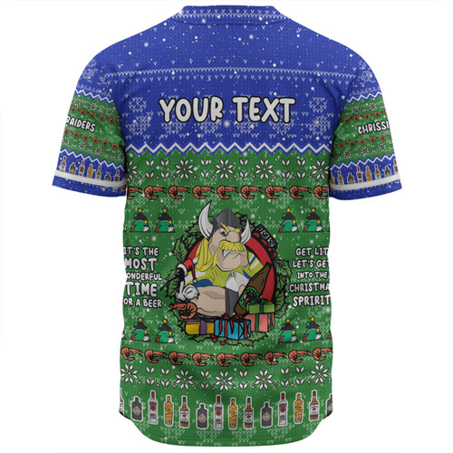 Canberra Raiders Christmas Custom Baseball Shirt - Chrissie Spirit Baseball Shirt Canberra Raiders Christmas Custom Baseball Shirt - Chrissie Spirit Baseball Shirt
