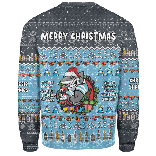Cronulla-Sutherland Sharks Christmas Custom Sweatshirt - Chrissie Spirit Sweatshirt Cronulla-Sutherland Sharks Christmas Custom Sweatshirt - Chrissie Spirit Sweatshirt
