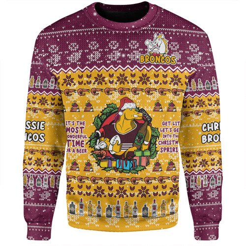 Brisbane Broncos Christmas Custom Sweatshirt - Chrissie Spirit Sweatshirt