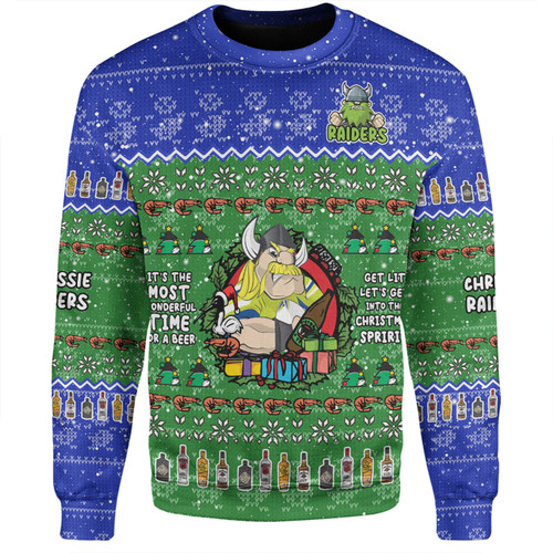 Canberra Raiders Christmas Custom Sweatshirt - Chrissie Spirit Sweatshirt