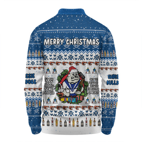 Canterbury-Bankstown Bulldogs Christmas Custom Long Sleeve Polo Shirt - Chrissie Spirit Long Sleeve Polo Shirt