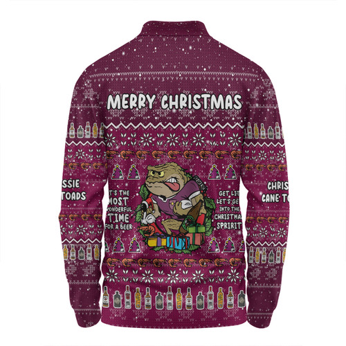 Queensland Cane Toads Christmas Custom Long Sleeve Polo Shirt - Chrissie Spirit Long Sleeve Polo Shirt Queensland Cane Toads Christmas Custom Long Sleeve Polo Shirt - Chrissie Spirit Long Sleeve Polo Shirt